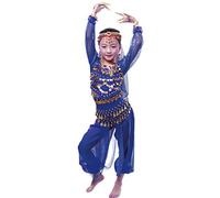 Astage Niña Disfraz Bailarina Danza Del Vientre India Manga Larga Todos Accesorios Azul real L