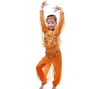 Astage Niña Disfraz Bailarina Danza Del Vientre India Manga Larga Todos Accesorios Naranja L