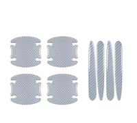 aStaoA Protector De Maneta De Puerta De Coche para Alfa Romeo 159 (Type 939 2004-2011), Textura De Fibra De Carbono Pegatina para Manija Incavo Y Borde, Película Exterior Antiarañazos,Silver