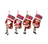 AstarFavor 4 Pcs Set de Medias de Papá Noel, Calcetines para Arbol de Navidad, Calcetines para Botas de Papá Noel, Bolsa de Regalo Navideño, para Decoración de Fiesta de Navidad