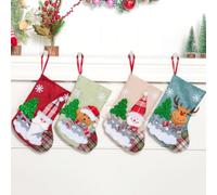AstarFavor 4 Piezas Calcetines de Arbol de Navidad, Calcetines de Botas de Papá Noel Bolsa de Regalo de Medias Navideñas Calcetines de Papá Noel para Decoración de Fiesta de Navidad