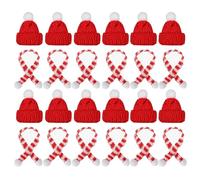AstarFavor 50 piezas Mini Set de Gorro y Bufanda Navideños Gorro Pequeño de Punto Navideño Gorro Pequeño de Papá Noel para Tapar Botellas de vino Navideñas Fiestas Navideñas