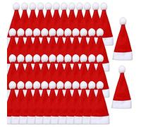 AstarFavor 50 piezas Pequeño Sombrero de Papá Noel, Soporte para Cubiertos de Navidad, Pequeño Sombrero de Papá Noel, Bolsa de Cubiertos de Papá Noel, Decoración de Navidad
