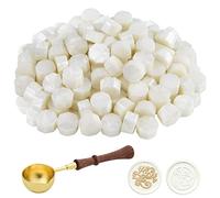 ASTARON 100 cuentas de cera para sellar sellos de cera, kit de sello de cera octágono con 1 cuchara para derretir cera para invitaciones, tarjetas, sobres, paquetes de vino, envoltorios de regalo