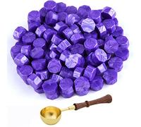 ASTARON 100 cuentas de cera para sellar sellos de cera, kit de sello de cera octágono con 1 cuchara para derretir cera para invitaciones, tarjetas, sobres, paquetes de vino, envoltorios de regalo