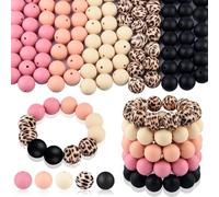 ASTARON 100 cuentas de silicona de 0.591 in para hacer llaveros, cuentas de silicona rosa y negro, cuentas redondas a granel para pulseras, bolígrafos, manualidades, fabricación de joyas