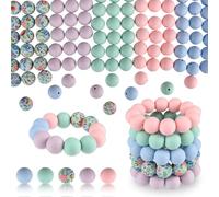 ASTARON 100 cuentas de silicona de 15 mm para hacer llaveros, cuentas redondas de color rosa, morado y azul para hacer pulseras, manualidades, bolígrafos, suministros para bisutería.