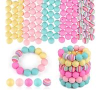 ASTARON 100 cuentas de silicona de 15 mm para llaveros. Cuentas redondas arcoíris, a granel, para pulseras, manualidades, bolígrafos, decoraciones y bisutería.