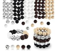 ASTARON 100 cuentas de silicona de 15 mm para llaveros. Cuentas redondas negras y marrones para pulseras, manualidades, bolígrafos, suministros para bisutería.