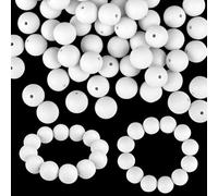 ASTARON 100 piezas 15mm perlas de silicona para hacer llaveros, cuentas de goma redondas de color blanco para pulseras, manualidades, bolígrafos con cuentas, suministros para hacer joyas
