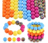 ASTARON 100 piezas de cuentas de silicona de 15 mm para hacer llaveros, cuentas redondas de color azul, rosa, amarillo y naranja para pulseras, bolígrafos, manualidades, fabricación de joyas