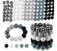 ASTARON 100 piezas de cuentas de silicona de 15 mm para hacer llaveros, cuentas redondas de color gris, negro y blanco para pulseras, bolígrafos, manualidades, fabricación de joyas