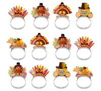 ASTARON 12 diademas de Acción de Gracias para decoraciones de Acción de Gracias, diademas de pavo de Acción de Gracias para decoración de cena de Acción de Gracias