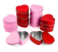 ASTARON 12 Pack 2oz Tarros Corazón con Tapa San Valentín, Tarros Corazón para Velas de San Valentín, Cajas en Forma de Corazón para Caramelos, Cajas de Metal para Velas (Rojo, Rosa)