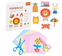 ASTARON 2 niños de seguridad Tijeras con 100 piezas de corte de papel para papel de artesanía Suministros, Niños Preescolar Tijeras de Formación, Arte Artesanía Tijeras de plástico