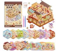 ASTARON 20 sets Libro terapéutico de pegatinas 3D para adultos, crea tu propia mini tienda acogedora, pegatinas en miniatura con dibujos animados para niñas, alivia el estrés y pasa el rato