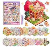 ASTARON 20 sets Libro terapéutico de pegatinas 3D para adultos, crea tu propia mini tienda acogedora, pegatinas en miniatura con dibujos animados para niñas, alivia el estrés y pasa el rato.