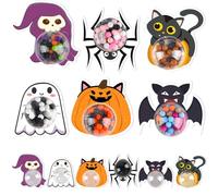 ASTARON 24 unidades de cajas para dulces de Halloween con fantasmas, murciélagos, calabazas y arañas, Tarjetas de Halloween con cúpulas semiesféricas, Estuche para regalos