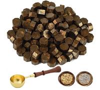 ASTARON 300 cuentas de cera para sellar sellos de cera, kit de sellos de cera octágono con 1 cuchara para derretir cera para invitaciones, tarjetas, sobres, paquetes de vino, envoltorios de regalo