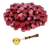 ASTARON 300 cuentas de cera para sellar sellos de cera, kit de sellos de cera octágono con 1 cuchara para derretir cera para invitaciones, tarjetas, sobres, paquetes de vino, envoltorios de regalo