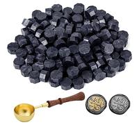 ASTARON 300 cuentas de cera para sellar sellos de cera, kit de sellos de cera octágono con 1 cuchara para derretir cera para invitaciones, tarjetas, sobres, paquetes de vino, envoltorios de regalo