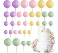 ASTARON 32 piezas de bolas para decoración de tartas, mini globos, palitos para decoración de tartas, bolas de espuma, púas para tartas para bodas, fiestas, cumpleaños (coloridos)