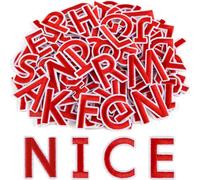ASTARON 36 parches de letras y números para planchar, 3,81 cm, bordados A-Z y 0-9, de tela para ropa, calcetines, vaqueros, gorros y accesorios DIY. (Rojo)