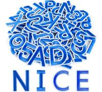 ASTARON 36 parches de letras y números para planchar, 3,81 cm, bordados A-Z y 0-9, de tela para ropa, calcetines, vaqueros, gorros y accesorios DIY. (Azul)