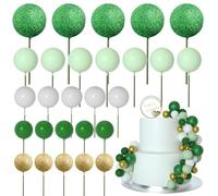 ASTARON 50 piezas de bolas para decoración de tartas, mini globos, palitos para decoración de tartas, bolas de espuma, púas para tartas para bodas, fiestas, cumpleaños (Serie Verde)