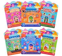 ASTARON 6 Pack de libros de pegatinas reutilizables para niños, juego educativo de pegatinas 3d, juguete de aprendizaje sensorial, libro de actividades de viaje para niños de 3-4 años