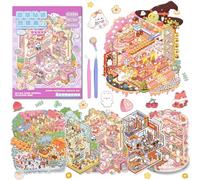 ASTARON 6 sets Libro terapéutico de pegatinas 3D para adultos, crea tu propia mini tienda acogedora, pegatinas en miniatura con dibujos animados para niñas, alivia el estrés y pasa el rato
