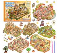 ASTARON 6 sets Libro terapéutico de pegatinas 3D para adultos, crea tu propia mini tienda acogedora, pegatinas en miniatura con dibujos animados para niñas, alivia el estrés y pasa el rato