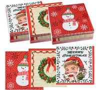 ASTARON 60 servilletas navideñas con 3 diseños, servilletas de papel desechables para cóctel, servilletas decorativas navideñas a granel para cenas navideñas, suministros para fiestas navideñas