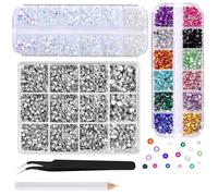 ASTARON Blanco y Colorido Resina Piedras de imitación para Crafting, 2mm-6mm Gemas de Reverso Plano AB Bedazzling Diamantes para Uñas, Vasos, Tazas Decoración