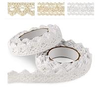 Astaron Cinta de encaje autoadhesiva, cinta de encaje blanca, cinta decorativa vintage para manualidades, decoración de bodas, álbumes de recortes, caja de regalo