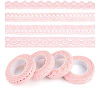 ASTARON Cinta de encaje rosa vintage, cinta decorativa autoadhesiva, cinta de encaje para manualidades, decoración de bodas, álbumes de recortes, cajas de regalo