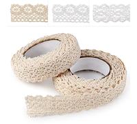 ASTARON Cinta de Encaje Vintage Beige - Decorativa Autoadhesiva para Manualidades, Decoración de Bodas y Cajas de Regalo (Estilo B)