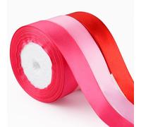 ASTARON Cinta de raso de San Valentín para manualidades 1 pulgada, Cinta de tela roja rosa para envolver regalos Ramos DIY Lazos para el pelo, Cinta de seda para decoraciones de San Valentín