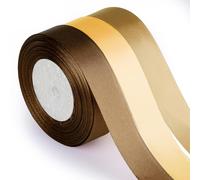 ASTARON Cinta de satén de oro marrón para ramo de boda, manualidades, 1 pulgada, cinta de tela de color sólido para envolver regalos, lazos de Navidad, lazos para el pelo, cinta de seda