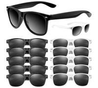 ASTARON Gafas de sol de neón a granel, paquete de 12 gafas de sol para fiestas de verano en la playa, bodas, suministros de fiesta de cumpleaños, bolsas de regaloss (Blanco y Negro)