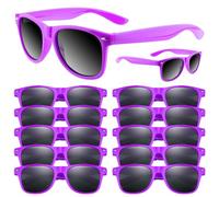 ASTARON Gafas de sol de neón a granel, paquete de 12 gafas de sol para fiestas de verano en la playa, bodas, suministros de fiesta de cumpleaños, bolsas de regalos (púrpura)