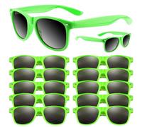 ASTARON Gafas de sol de neón a granel, paquete de 12 gafas de sol para fiestas de verano en la playa, bodas, suministros de fiesta de cumpleaños, bolsas de regalos (verde)