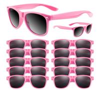 ASTARON Gafas de sol de neón a granel, paquete de 12 gafas de sol para fiestas de verano en la playa, bodas, suministros de fiesta de cumpleaños, bolsas de regalos (rosa)