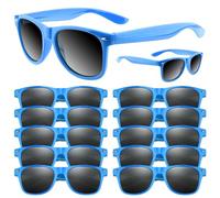 ASTARON Gafas de sol de neón a granel, paquete de 12 gafas de sol para fiestas de verano en la playa, bodas, suministros de fiesta de cumpleaños, bolsas de regalos (azul cielo)