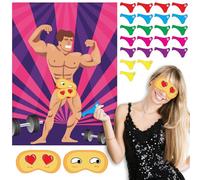 ASTARON Hen Party Games Pin The Pants On The Hunk Big Poster 24 Player Stickers Hen Do Accesorios Juegos de Despedida de Soltera Juegos de Despedida de Soltera para niñas Adultas