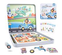 ASTARON Juego Educativo de Viaje, Actividades en Coche y avión, con 2 escenas y 40 Rompecabezas magnéticos, Regalos de cumpleaños para niños y niñas