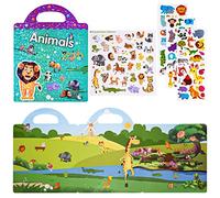 ASTARON Libro de escenas de Pegatinas 3D para niños, 88 Piezas de Pegatinas de gelatina de Animales Reutilizables para niños pequeños, Juguete Educativo de Aprendizaje sensorial