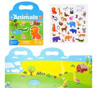 ASTARON Libro de Pegatinas 3D Reutilizables e Impermeables para Niños, Mundo Animal, Juego de Pegatinas Hinchadas, Escenas de Viaje