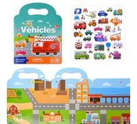 ASTARON Libro de Pegatinas 3D Reutilizables e Impermeables para Niños, Vehículos y Viajes - Juego de Pegatinas Hinchadas Con Libros de Escenas