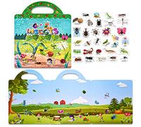 ASTARON Libro de pegatinas 3D reutilizables para niños de 2 a 6 años, 88 unidades de pegatinas impermeables de insectos, juego de pegatinas de viaje y juguete educativo de aprendizaje sensorial